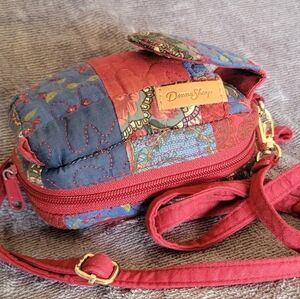 Donna Sharp Red and Blue Patchwork Wristlet/ Crossbody Bag